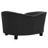 Dog Sofa Black 27.2"x19.3"x15.7" Plush and Faux Leather