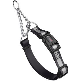 Reflective Biothane Martingale Collar with QR Buckle (DL Color: Black, Dogline Size: 11-15" x 3/4")