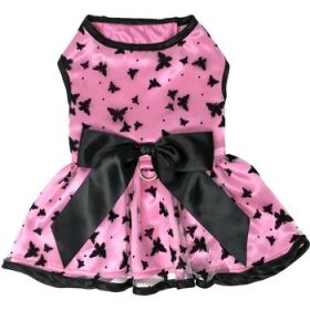 All Aflutter Pink & Black Dog Dress (DoggieDesign Size: X-Small)