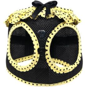 American River Choke Free Dog Harness Polka Dot Collection - Yellow and Black Polka Dot (DoggieDesign Size: XX-Small)