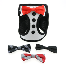 American River Ultra Choke Free Dog Harness - Tuxedo with 4 Interchangeable Bows (DoggieDesign Size: XX-Small)