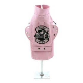 Biker Dawg Motorcycle Dog Jacket - Pink (DoggieDesign Size: X-Small)