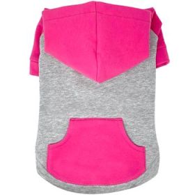 Color-Block Hoodie - Pink on Gray (DoggieDesign Size: X-Small)