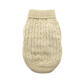 Combed Cotton Cable Knit Dog Sweater - Oatmeal (DoggieDesign Size: XX-Small)