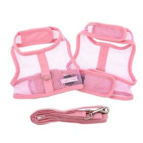 Cool Mesh Dog Harness with Leash - Solid Pink (DoggieDesign Size: X-Small)