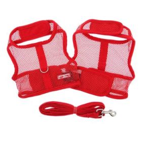 Cool Mesh Dog Harness with Leash - Solid Red (DoggieDesign Size: X-Small)