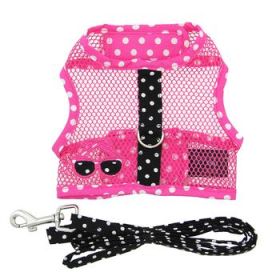 Cool Mesh Dog Harness Under the Sea Collection - Sunglasses Pink and Black Polka Dot (DoggieDesign Size: X-Small)