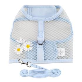 Cool Mesh Dog Harness with Leash - Blue Daisy (DoggieDesign Size: X-Small)