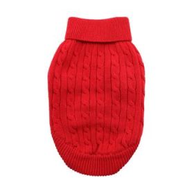 Combed Cotton Cable Knit Dog Sweater - Fiery Red (DoggieDesign Size: XX-Small)