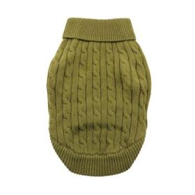 Combed Cotton Cable Knit Dog Sweater - Herb Green (DoggieDesign Size: XX-Small)