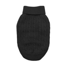 Combed Cotton Cable Knit Dog Sweater - Jet Black (DoggieDesign Size: XX-Small)