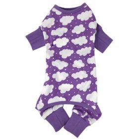 CuddlePup Dog Pajamas - Fluffy Clouds - Purple (DoggieDesign Size: X-Small)