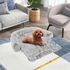 Gray Plush Calming Dog Couch Bed with Anti-Slip Bottom