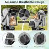 Folding Pet Stroller with Adjustable Canopy for Outdoor