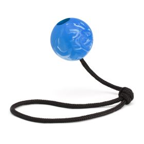 Rubber Euro Ball with Rope (DL Color: Blue, Dogline Size: 2.36")