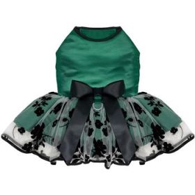 Green and Black Satin Dog Dress (DoggieDesign Size: X-Small)