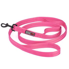 Nylon Double Ply Multi Handle Flat Leash (DL Color: Hot Pink)