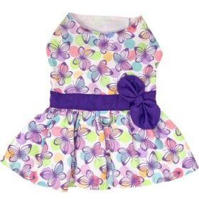 Purple Butterfly Dog Dress with Matching Leash (DoggieDesign Size: X-Small)