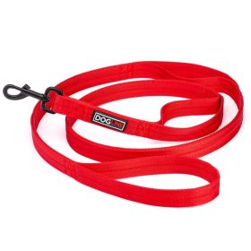 Nylon Double Ply Multi Handle Flat Leash (DL Color: Red)