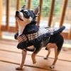 Sherpa-Lined Dog Harness Coat - Brown & White Plaid