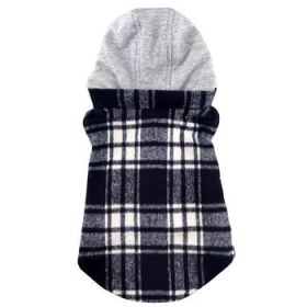 Weekender Dog Sweatshirt Hoodie - Black & White Plaid Flannel (DoggieDesign Size: X-Small)