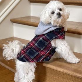 Weekender Dog Sweatshirt Hoodie - Red & Black Plaid Flannel (DoggieDesign Size: X-Small)